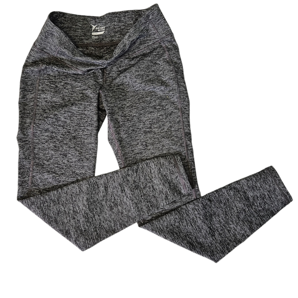 Old Navy Active Fitted Workout Leggings (Large - Grey/Black Stripes)